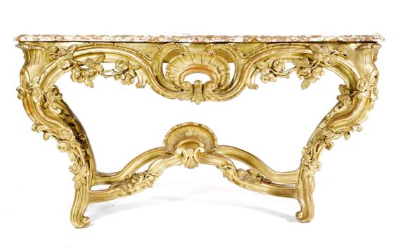 Appraisal: CONSOLE Louis XV style France th c Carved and gilt