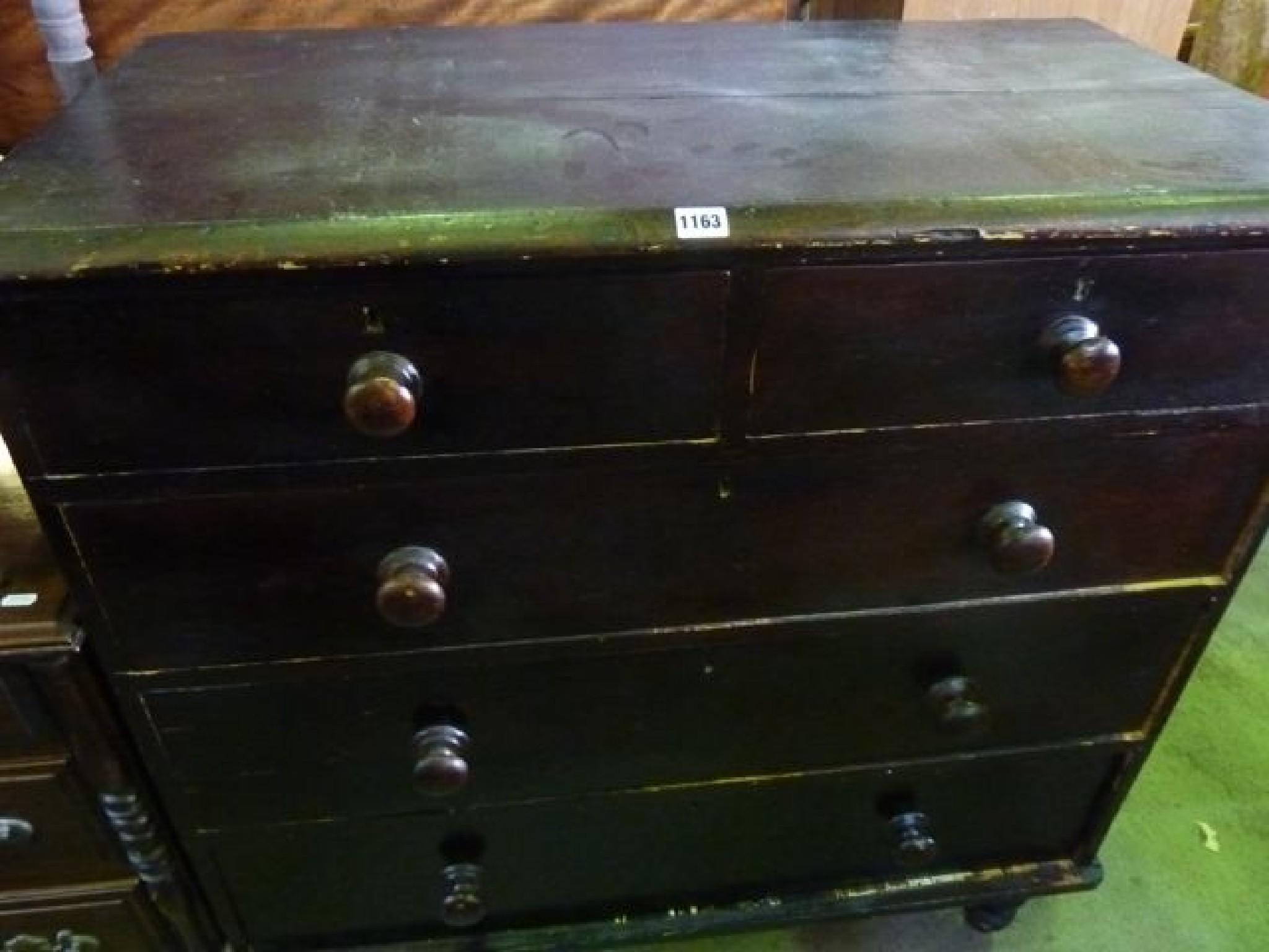 Appraisal: A Victorian stained pine bedroom chest of three long and