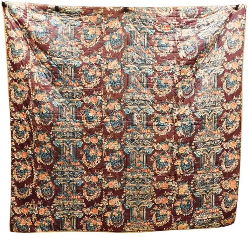 Appraisal: TEXTILE Chintz whole-cloth cotton comforter c - made with a