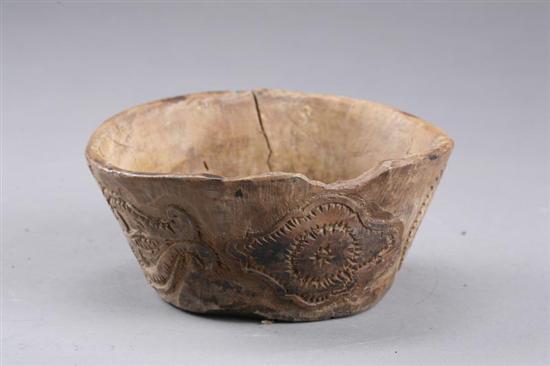 Appraisal: CARVED BOWL American or European th century probably maple Hewn