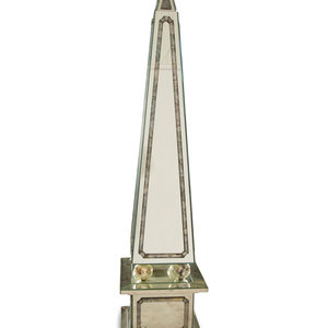 Appraisal: A Depp Glass Neoclassical Style Mirrored Obelisk American Mid- th