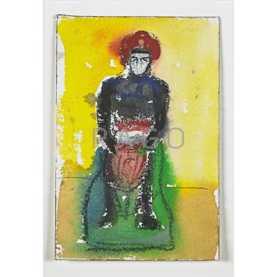 Appraisal: Michael Byron American b Untitled Man with Red Hat Watercolor