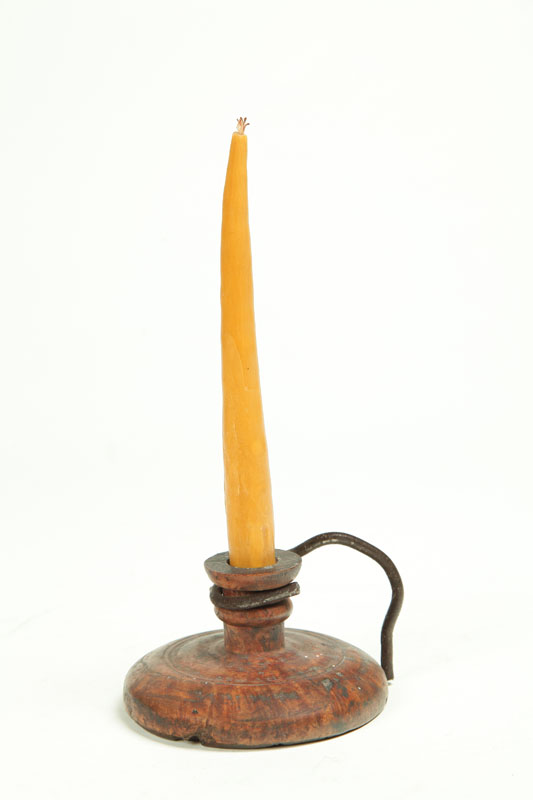 Appraisal: BURL CANDLE HOLDER American th century or earlier ash Low