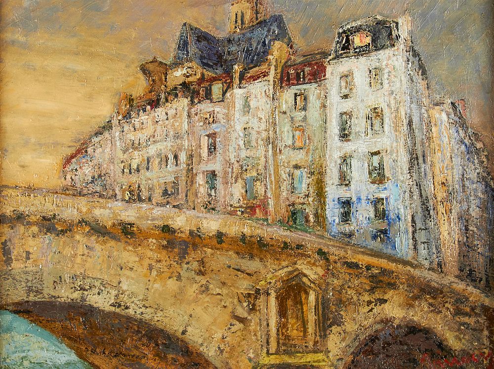 Appraisal: Edmund Quincy Pont Notre-Dame Paris Oil on Canvas Edmund Quincy