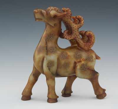 Appraisal: A Chinese Carved Hardstone of a Reindeer Hand carved figure