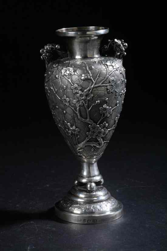 Appraisal: CHINESE SILVER VASE Late th early th century Wang Ming