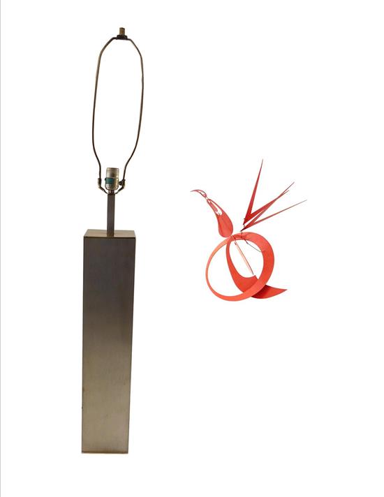 Appraisal: Two pieces of mid-century metalware mobile and lamp metal hanging