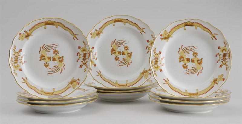 Appraisal: SET OF TWELVE MEISSEN ''YELLOW DRAGON'' PLATES Each centered by