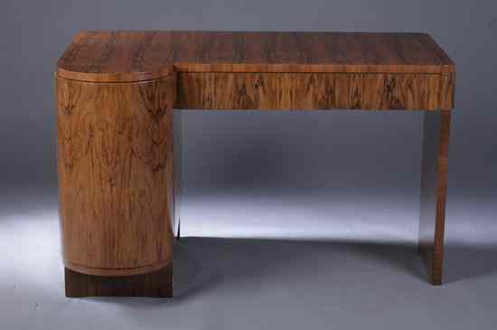 Appraisal: ART DECO WALNUT SINGLE-PEDESTAL DESK Circa - staped on plaque