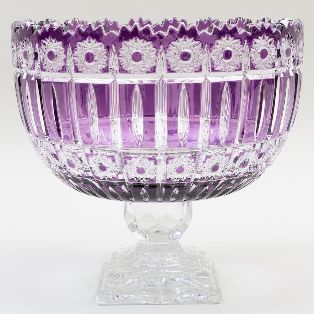 Appraisal: Irena Amethyst Cut Glass Centerbowl Etched mark x in diam