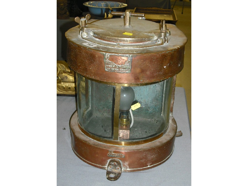 Appraisal: Ship's 'Masthead' copper and brass lantern converted to electricity high