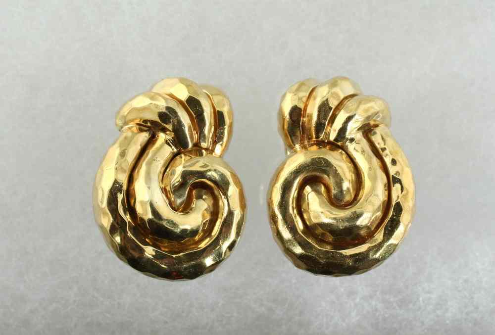 Appraisal: EAR CLIPS - One pair of K yellow gold faceted