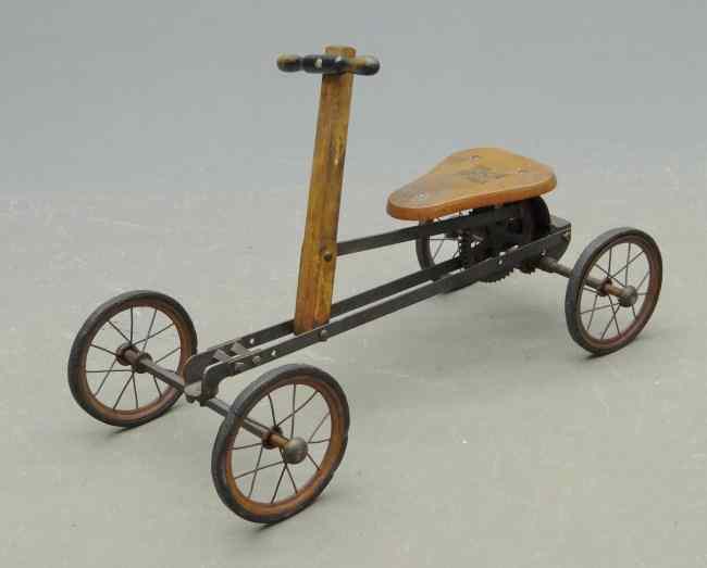 Appraisal: C Irish Mail - wood metal quadracycle Nice original