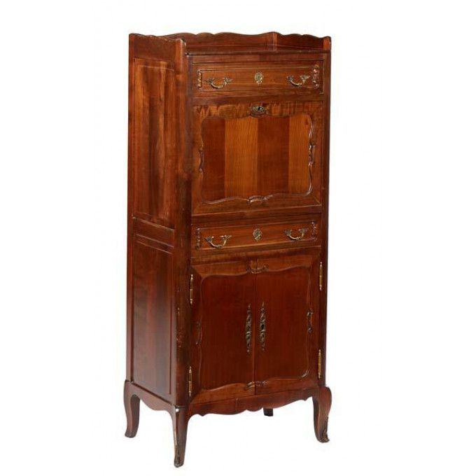 Appraisal: French Provincial Louis XV Style Carved Cherry Fall Front Secretary