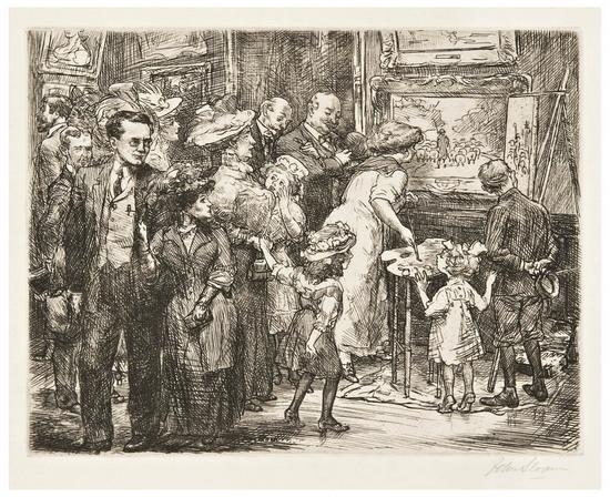 Appraisal: John Sloan - Copyist at the Metropolitan Museum M Etching