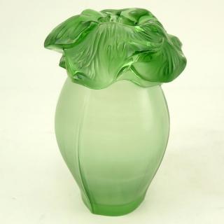 Appraisal: Lalique Green Saint Barth Crystal Vase Lalique Green Saint Barth