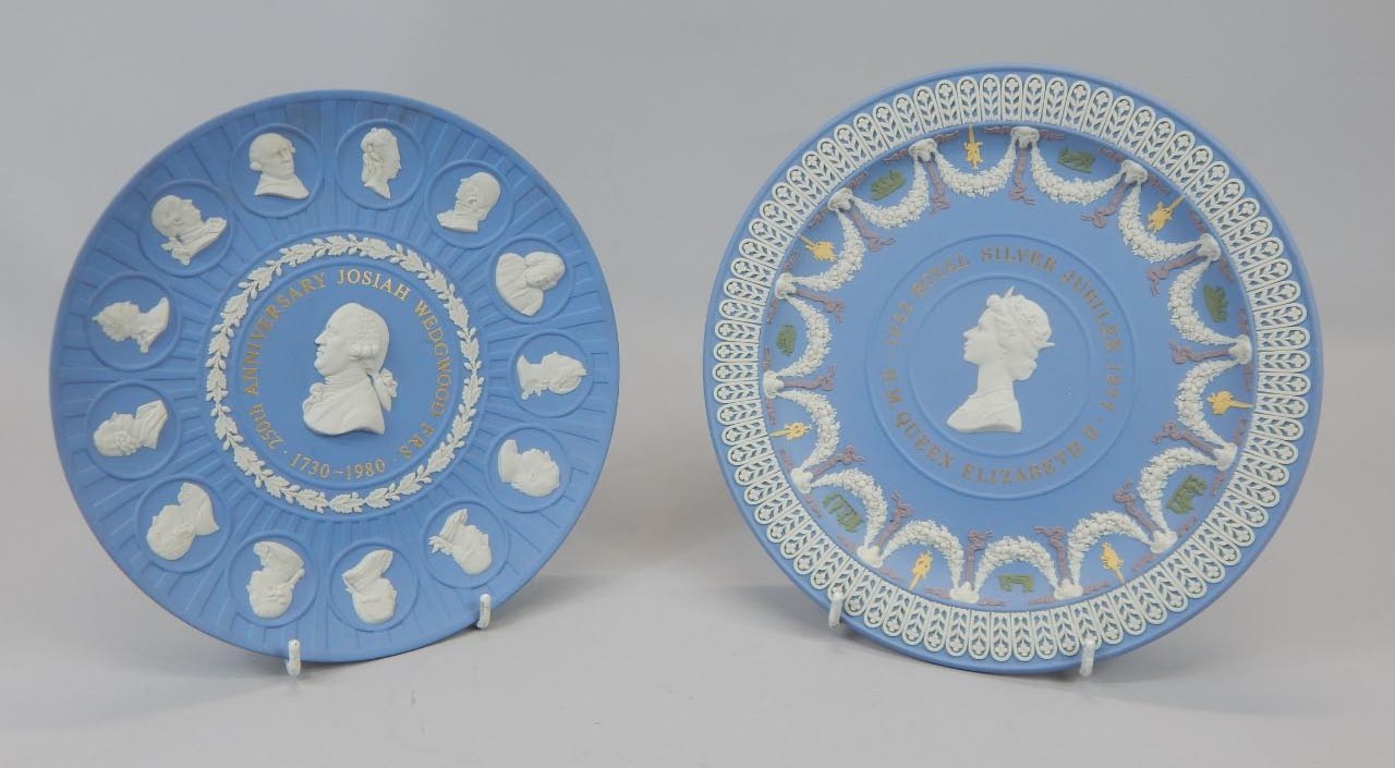 Appraisal: Two Wedgwood Jasperware commemorative plates one decorated in four colours