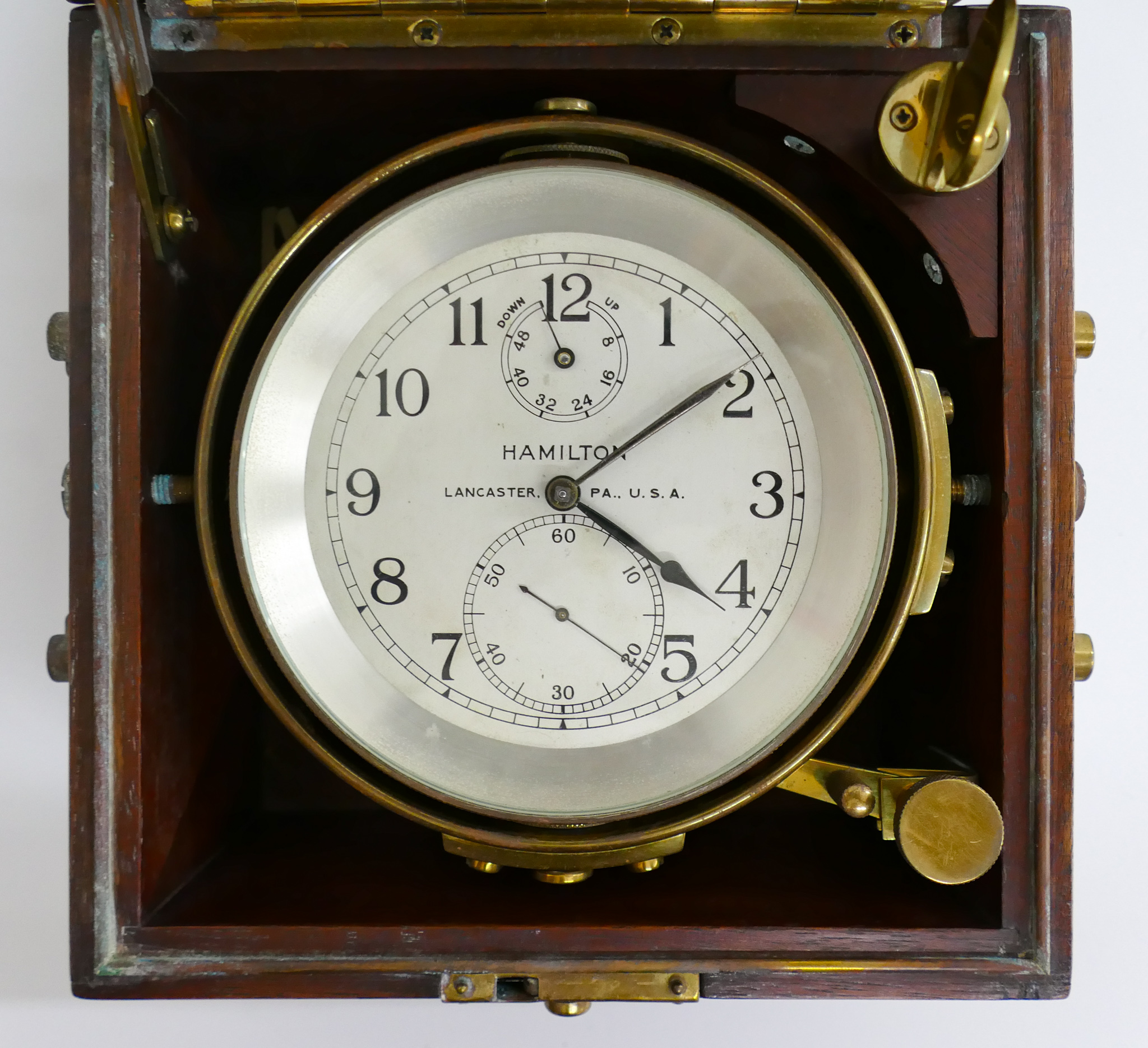 Appraisal: Hamilton Ships Chronometer Case Clock Serial Number E