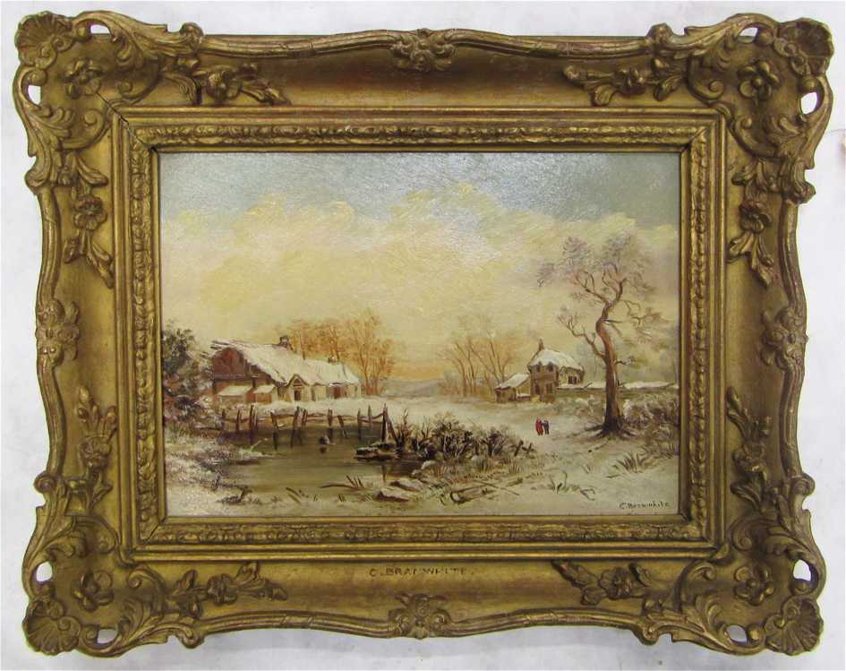 Appraisal: CHARLES BRANWHITE OIL ON PANEL British - Winter landscape with