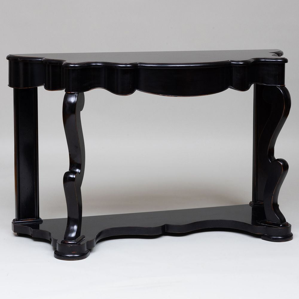 Appraisal: Pair of Victorian Style Ebonized Console Tables of Recent Manufacture