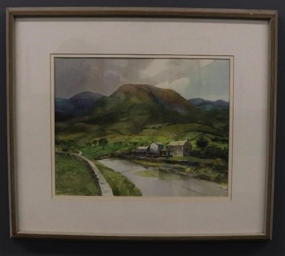 Appraisal: John Lear Jr American - framed and matted watercolor landscape