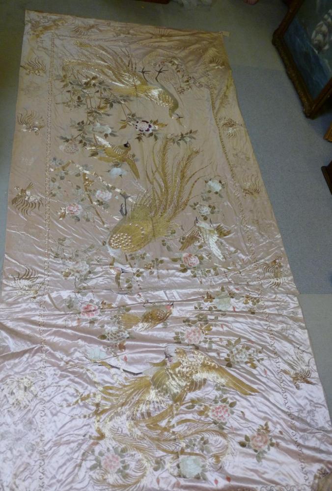 Appraisal: A CHINESE SILK HANGING mid th century embroidered in pastel