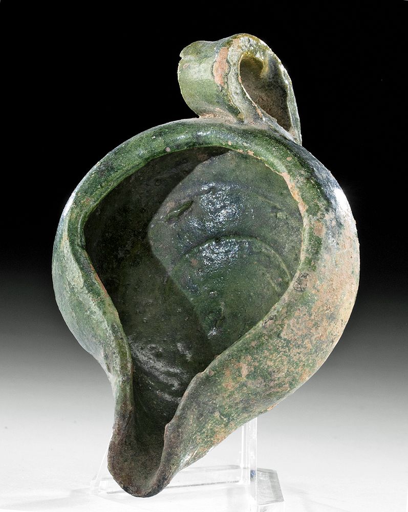 Appraisal: th C Islamic Glazed Pottery Oil Lamp Ancient Near East