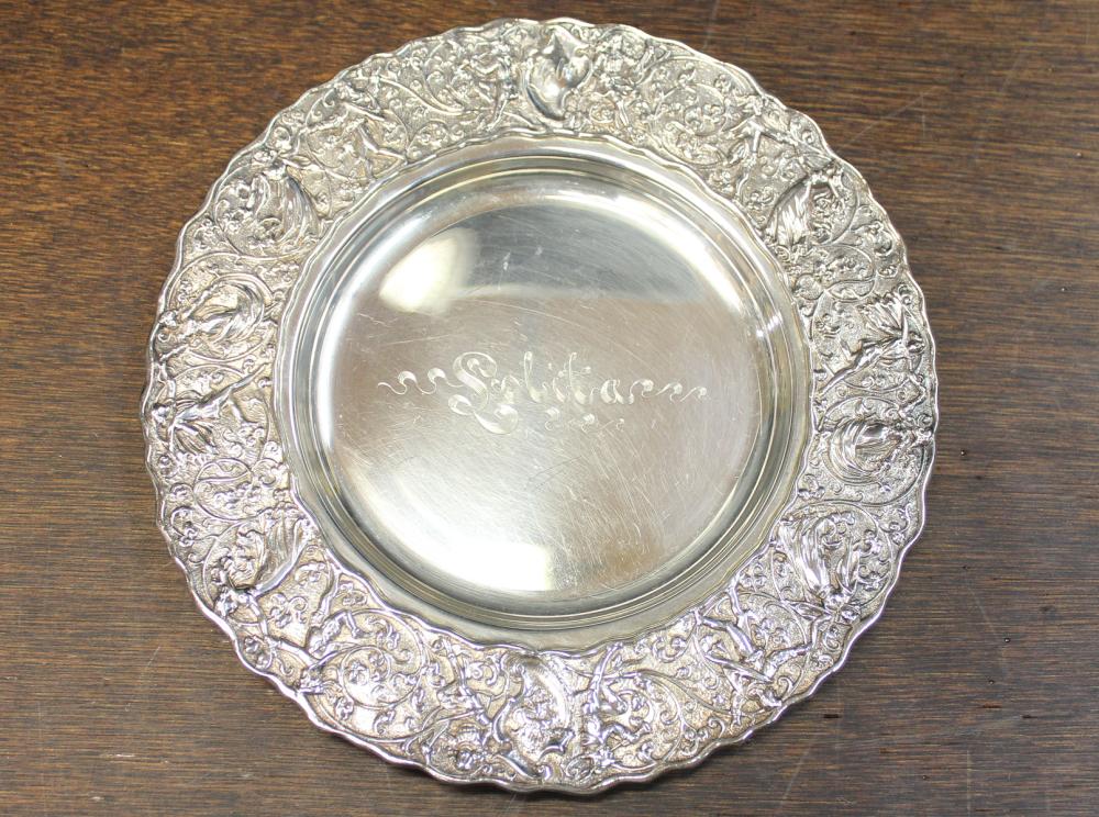 Appraisal: TWO STERLING SILVER PLATES one by Gorham with ornate relief