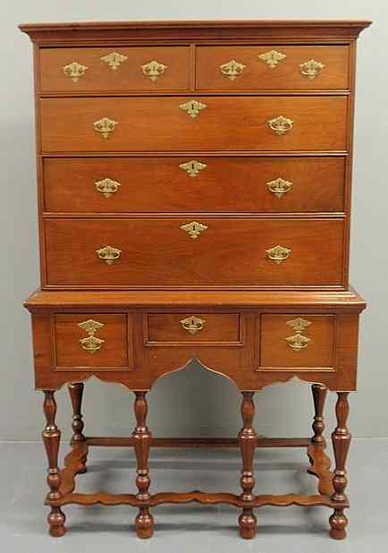 Appraisal: American William and Mary highboy c with a molded cornice