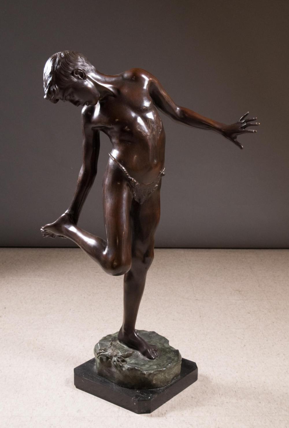 Appraisal: AFTER ANNIBALE DELOTTO Italian - figural bronze sculpture on marble