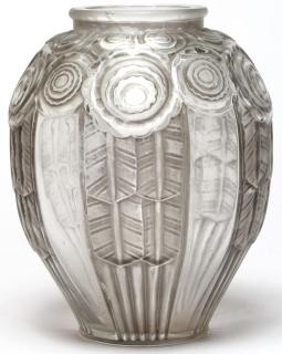 Appraisal: A Hunebelle Art Deco Glass Vase The lobed form displaying