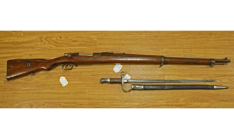 Appraisal: Mauser mm Rifle and Associated Bayonet In canvas carrying case