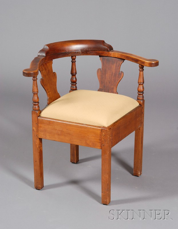 Appraisal: Chippendale Maple Roundabout Chair New England late th century the