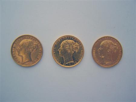 Appraisal: GB A group of Victorian young head sovereigns to include