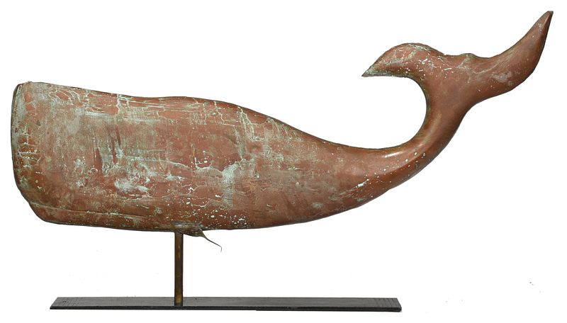 Appraisal: Copper Whale Weathervane American mid th century molded with applied