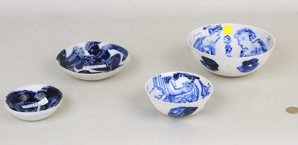 Appraisal: Silvia Radu Glazed Figural Porcelain Bowls Silvia Radu Romanian b