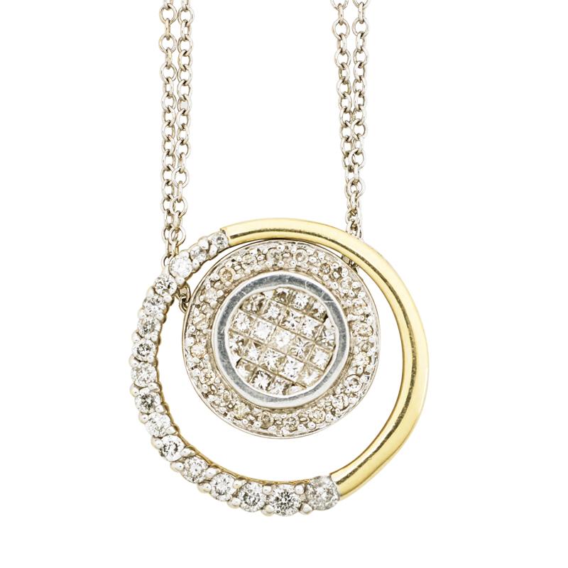 Appraisal: INVISIBLY SET DIAMOND PENDANT AND JOURNEY JACKET White gold pendant