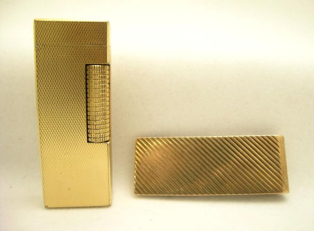 Appraisal: Signed Tiffany K yellow gold money clip selling with Dunhill