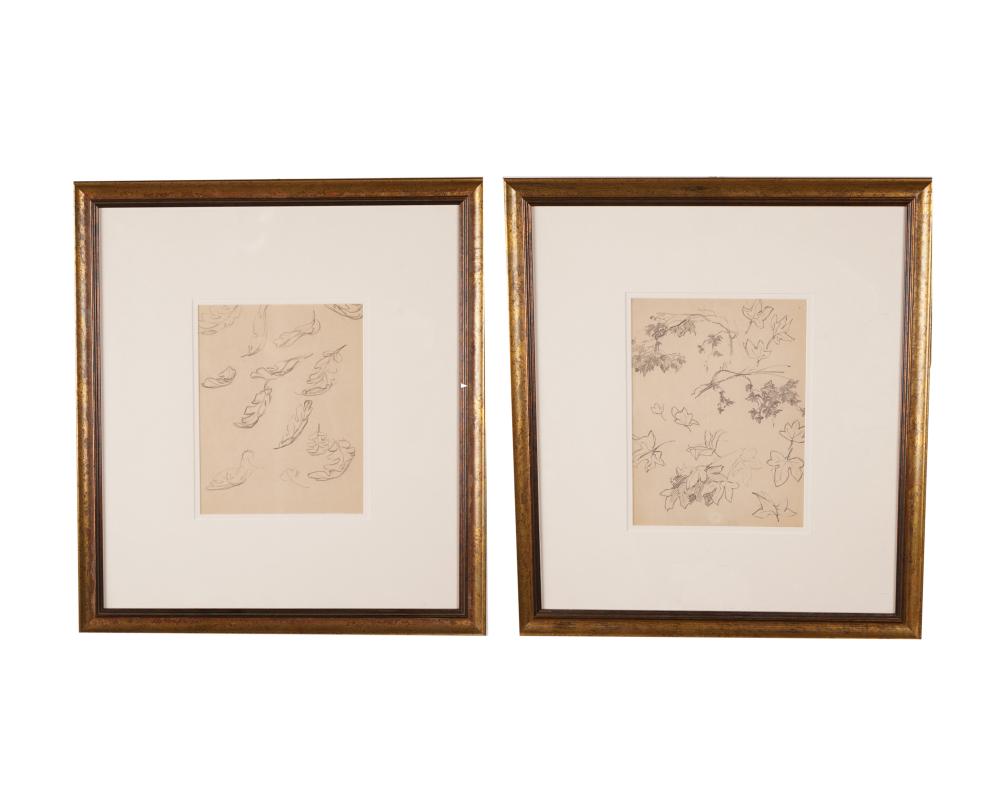 Appraisal: EDGAR PAYNE - TWO DRAWINGS OF LEAVESpencil on paper Provenance