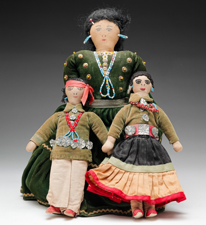 Appraisal: THREE AMERICAN SEMINOLE DOLLS Second half th century A couple