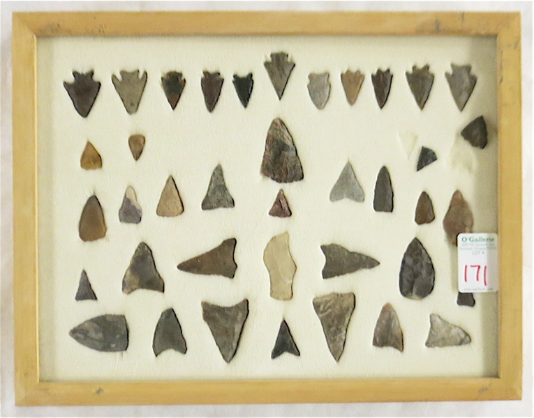 Appraisal: NORTHWEST NATIVE AMERICAN ARROW POINTS AND KNIVES all hand knapped