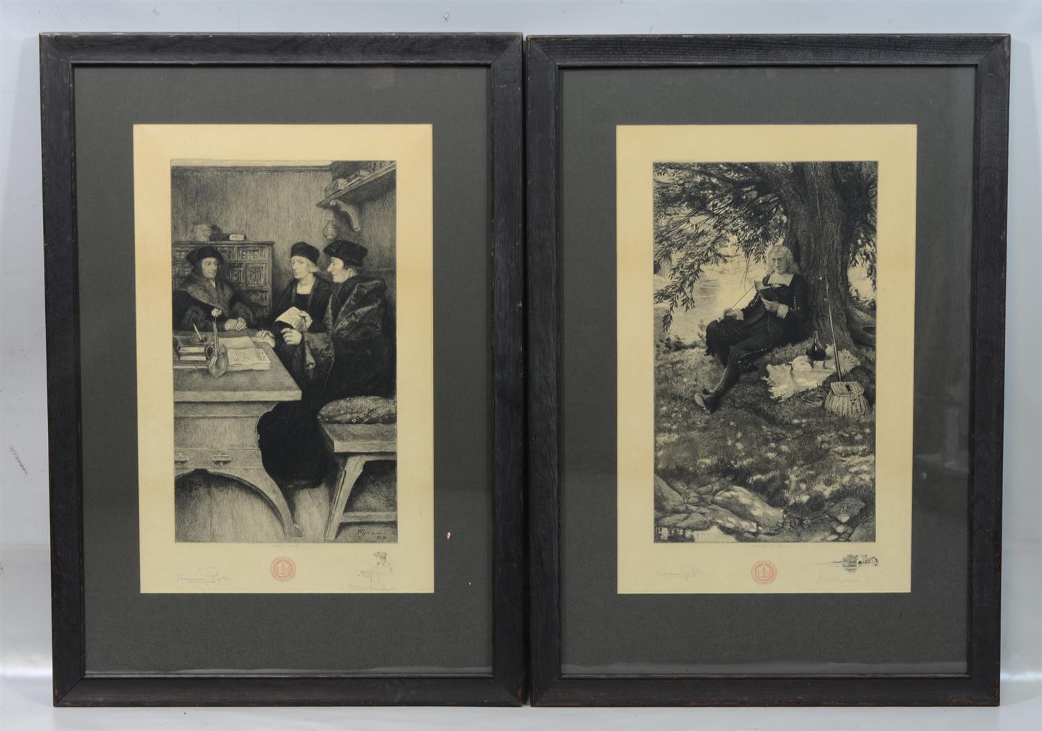 Appraisal: William H Warren Bicknell etchings after Howard Pyle Isaac Walton