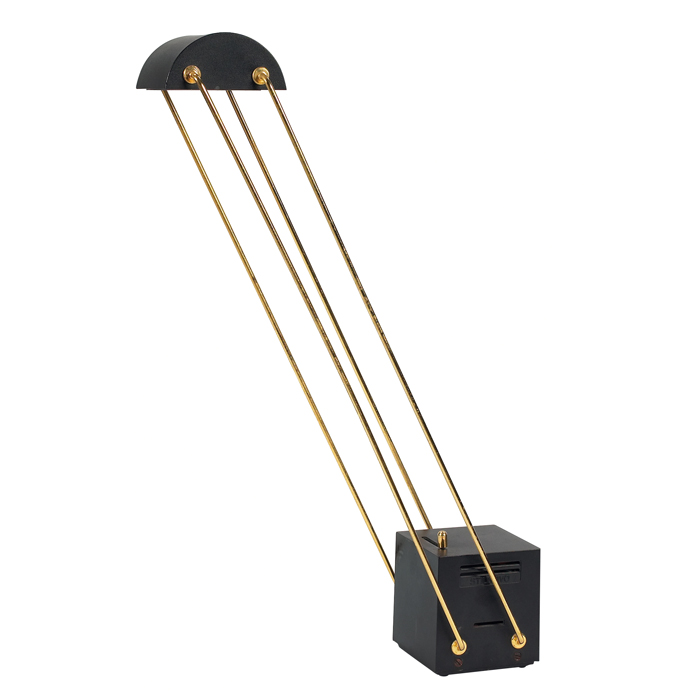 Appraisal: Stilnovo table lamp Italy black shade supported by four brass