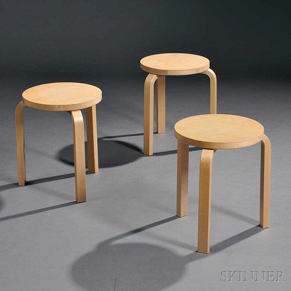 Appraisal: Three Alvar Aalto Nesting Tables Beech Finland late th century