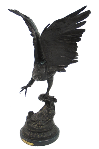 Appraisal: BRONZE FIGURE EAGLE dark brown patina After the original by