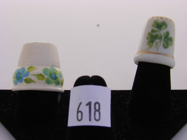 Appraisal: Lot of porcelain thimbles with green designs