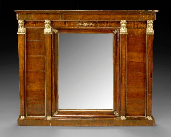 Appraisal: An Empire gilt bronze mounted mahogany pier mirror first quarter