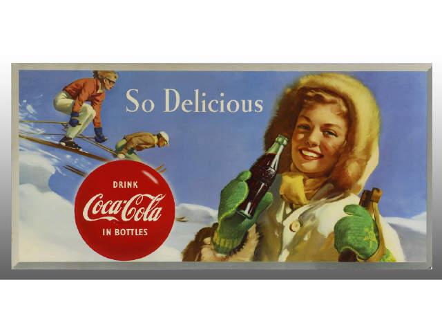 Appraisal: Coca-Cola Large Horizontal Cardboard Poster Description Titled So Delicious with