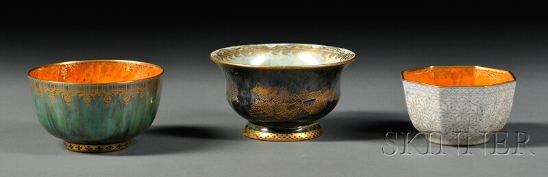 Appraisal: Three Wedgwood Lustre Bowls England c a Z with dragons