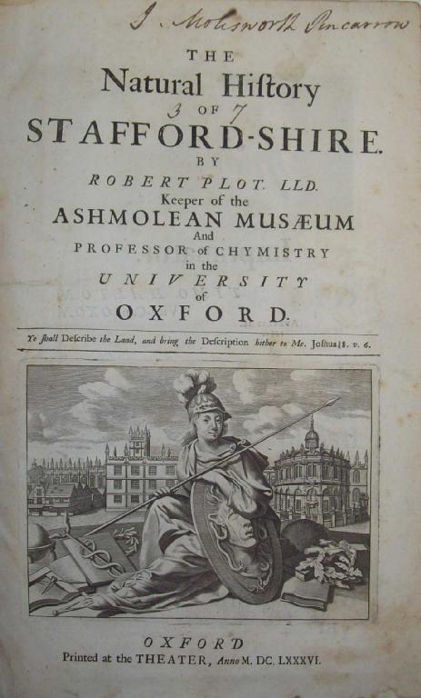 Appraisal: PLOT Robert The Natural History of Staffordshire Engravings map Oxford